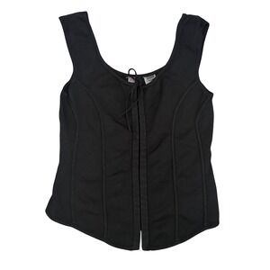 Womens Whimsigoth Fairy Grunge Cyber Goth Hook& Eye Corset Top Size S Black